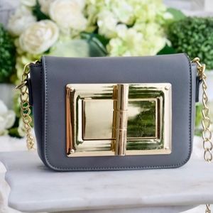 NEW! Grey & Gold Metal Buckle Natalia Bag Handbag